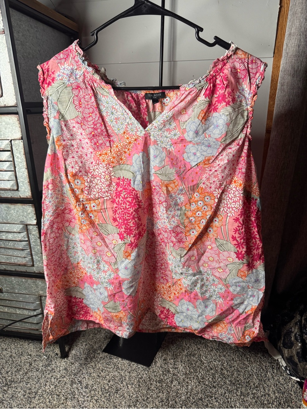 Talbots Pink Multi-Color Floral Sleeveless V-Neck Camisole